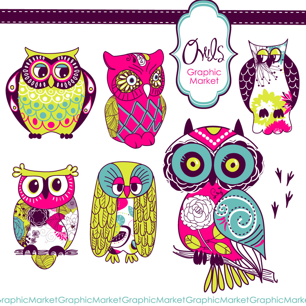 Owls Clip Art And Digital Elements Set January 27 2014 At 08 15pm