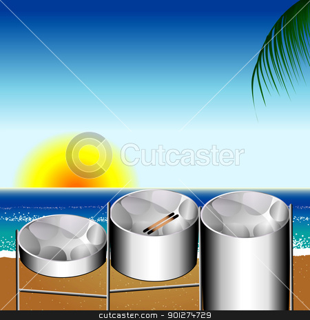 Steel Pan Drums Stock Vector Clipart Vector Illustration Of Three
