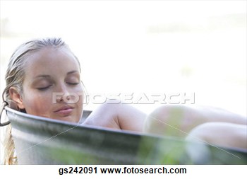 Stock Photography   Woman In Wash Tub  Fotosearch   Search Stock    