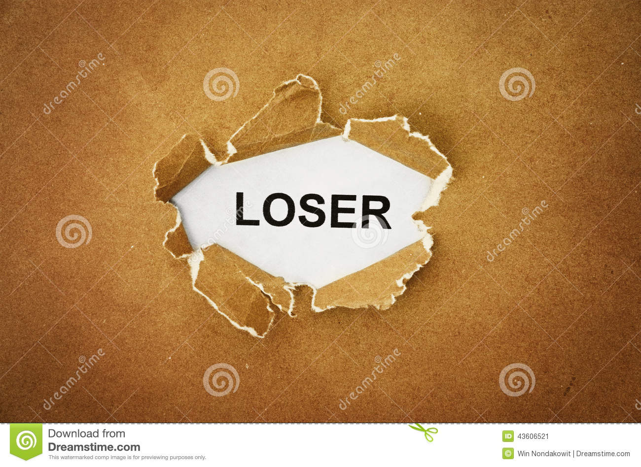 The Word Loser In The Hole Of Brown Paper