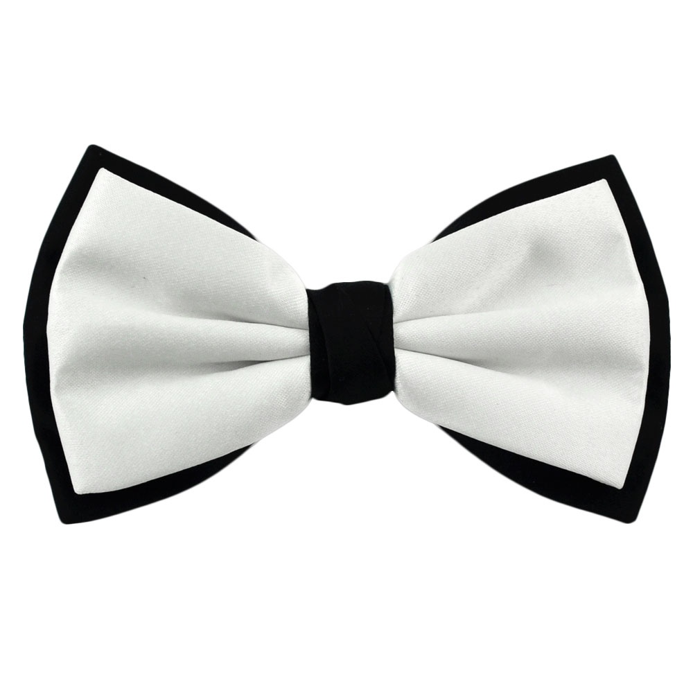     Bow Ties   Ties Planet   White   Black Double Coloured Bow Tie