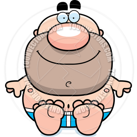 Cartoon Man In Swimsuit Sitting By Cory Thoman   Toon Vectors Eps