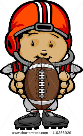 Cartoon Vector Illustration Of A Cute Kid Football Player With Hands
