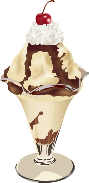 Clip Art Of An Ice Cream Sundae With Chocolate Sauce Whipped Cream
