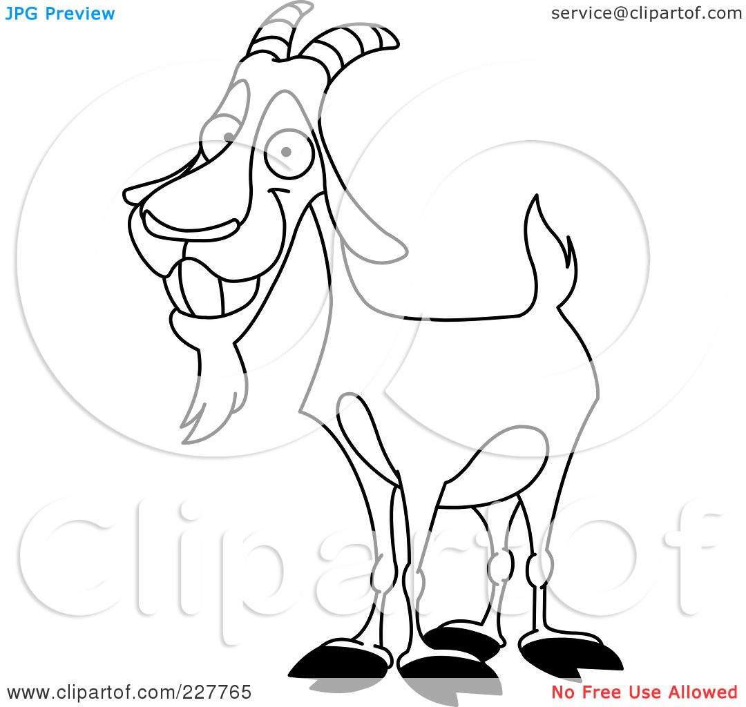 Clipart Illustration Of A Coloring Page Outline Of A Happy Billy Goat
