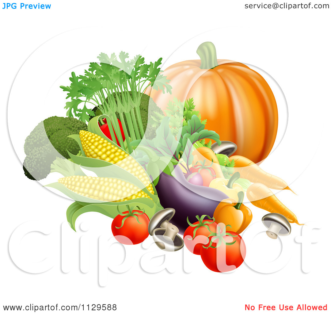 Clipart Of Fresh Harvest Vegetables   Royalty Free Vector Illustration