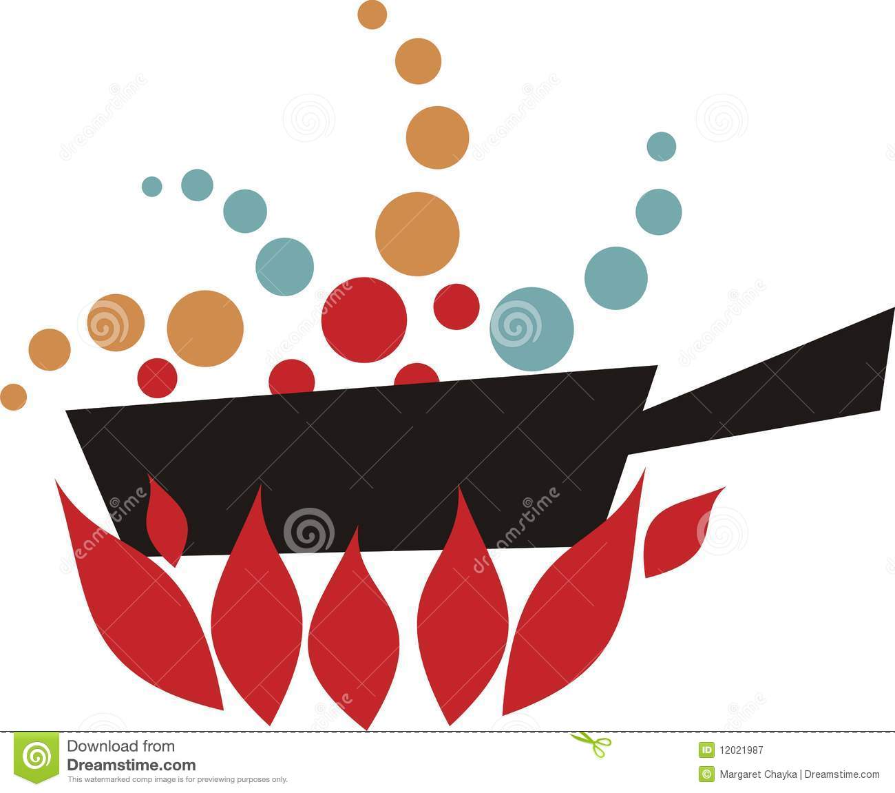 Cooking Simmering Flaming Frying Pan Skillet Royalty Free Stock