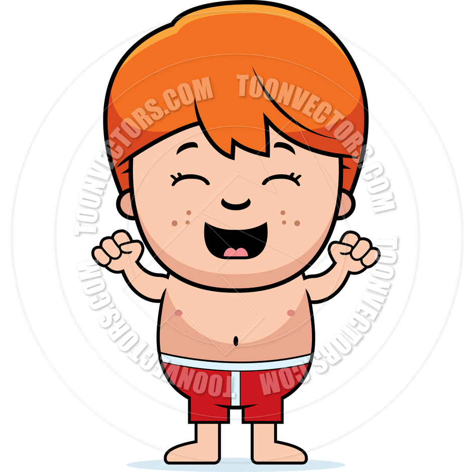 Excited Boy In Swimsuit By Cory Thoman   Toon Vectors Eps  8844