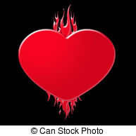 Flaming Heart   A Flaming Red Heart On A Black Background