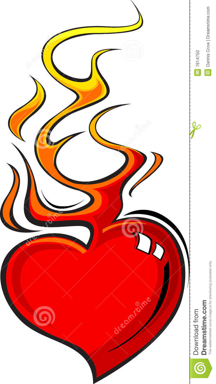 Flaming Heart Clip Art Flaming Heart Design Vector
