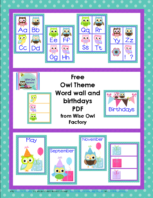 Free Owl Theme Classroom Printables   Bookadaybookaday
