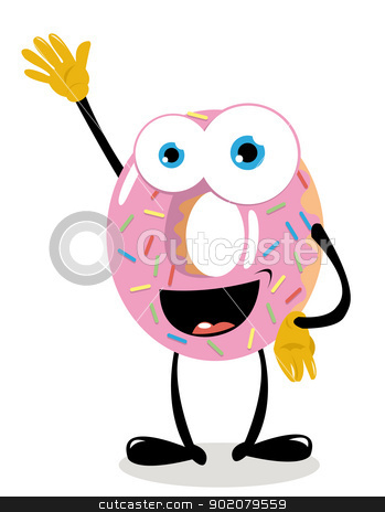 Funny Donut Saying Hello Stock Vector Clipart A Vector Cartoon