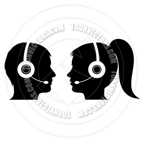 Male And Female Operator In Call Center By Pixxart   Toon Vectors Eps