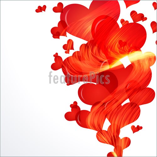 Of Flaming Hearts Fly Up Side Vector Border   Vector Clip Art