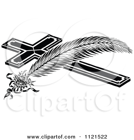 Retro Vintage Black And White Feather And Cross