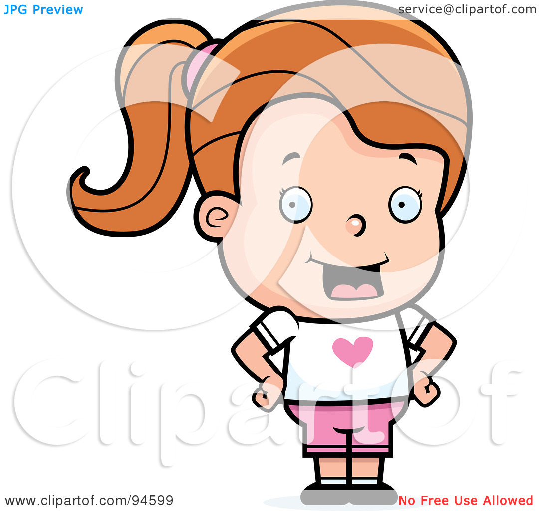 Rf  Clipart Illustration Of A Dirty Blond Girl Standing With Her Hands
