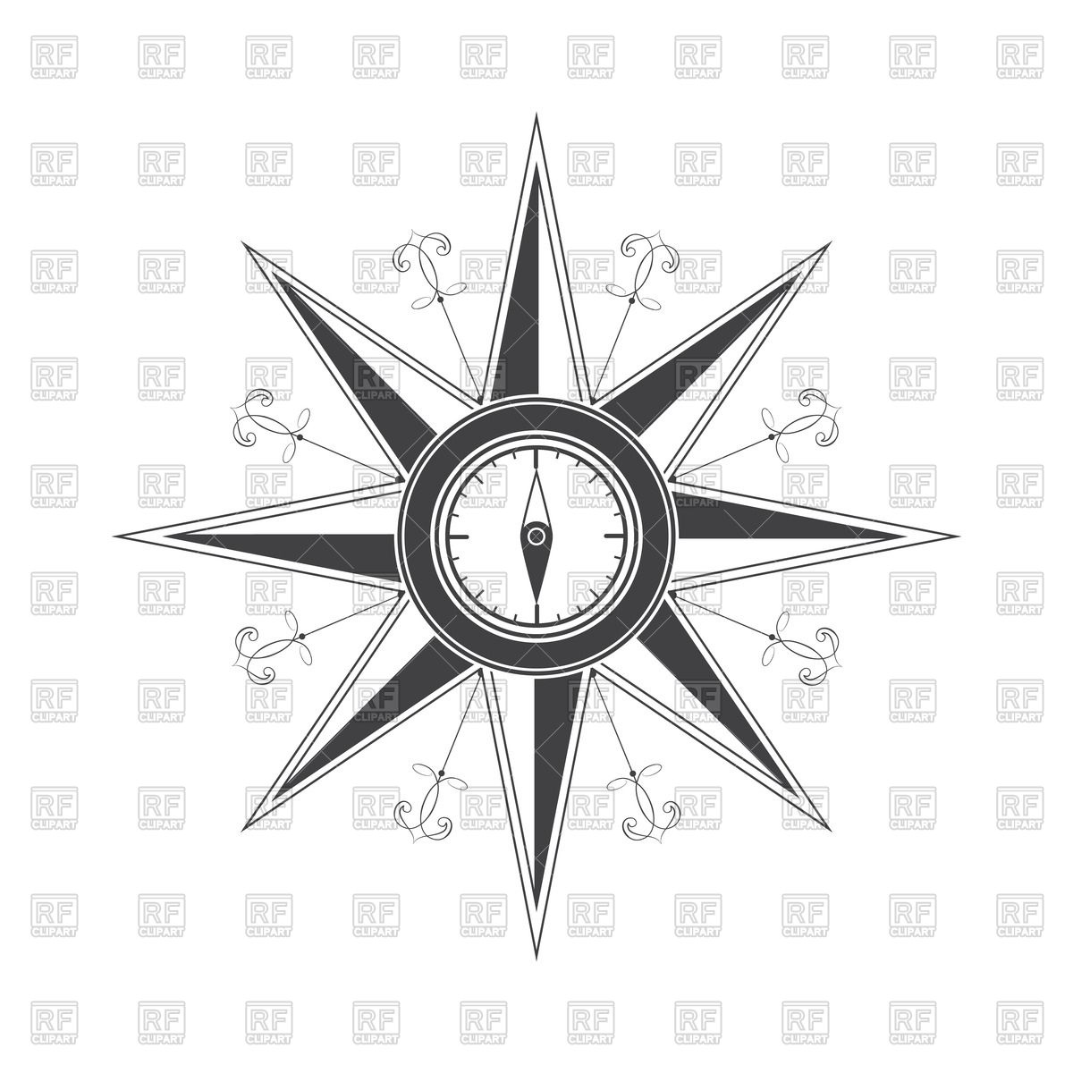 Simple Compass Rose  Wind Rose  Objects Download Royalty Free Vector