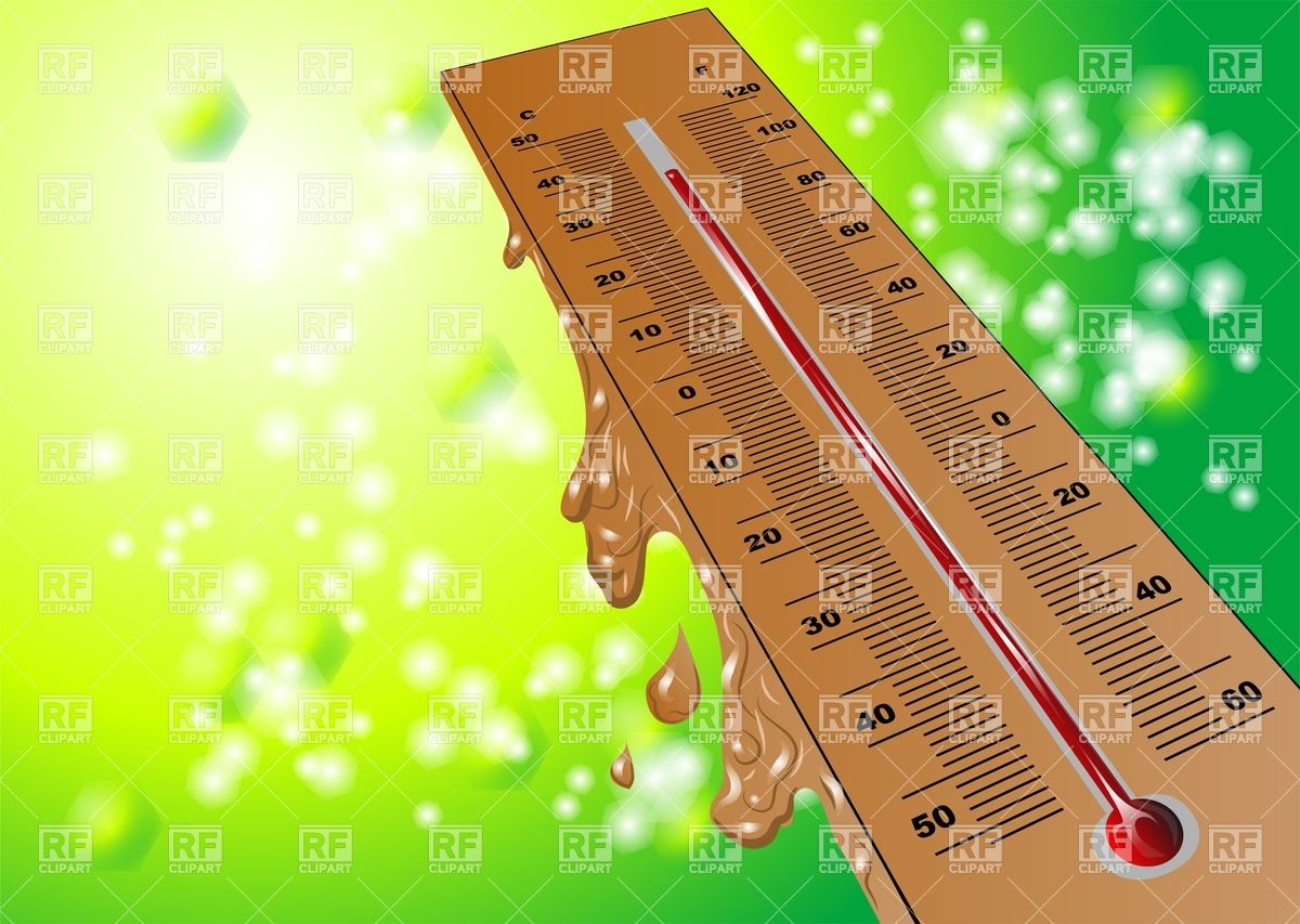 Summer Heat   Thermometer On Green Summer Background Download Royalty