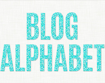 Turquoise Glitter Alphabet Clip Art  Turquoise Sparkle Letter Clipart