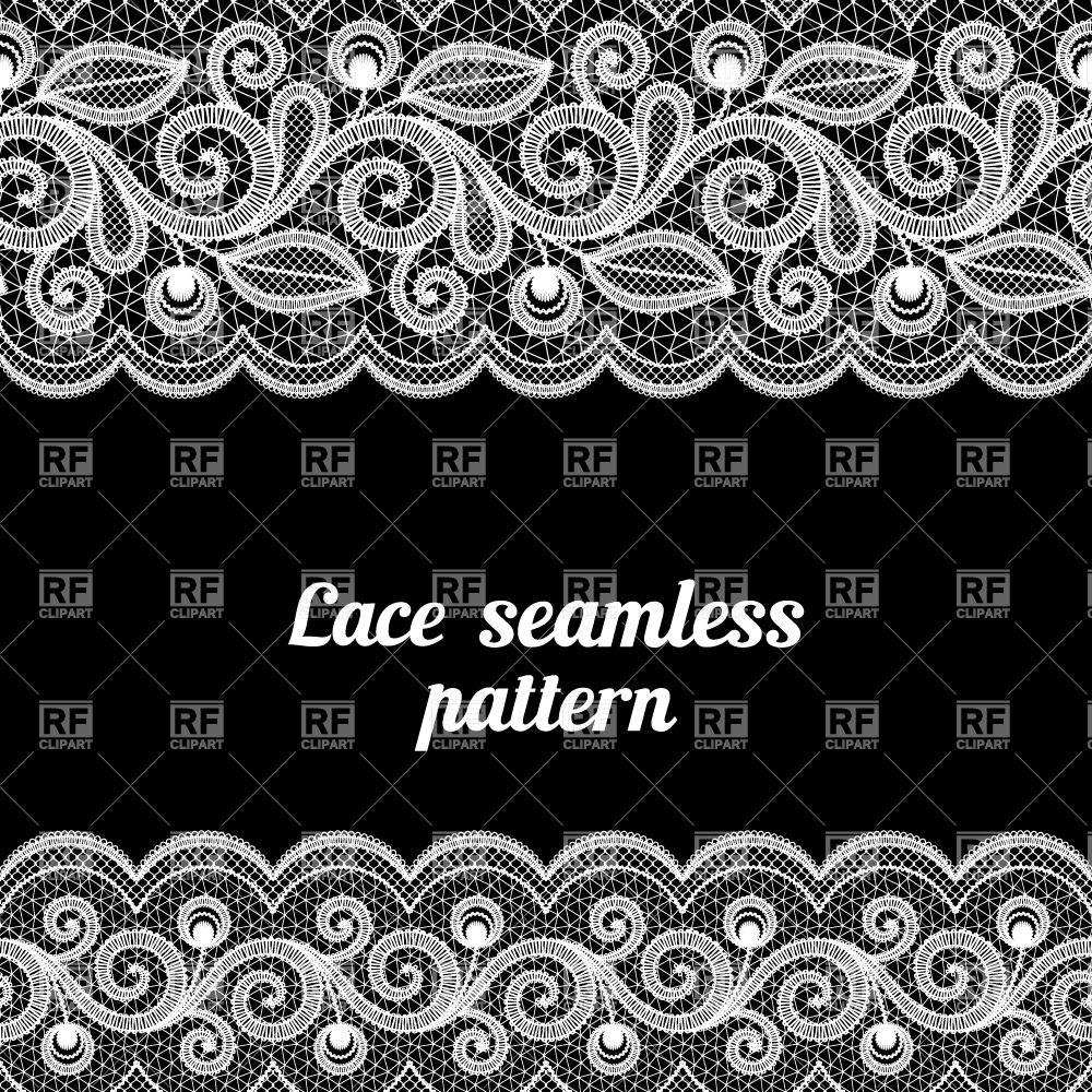 White Lace Seamless Border On Black Background 28573 Borders And