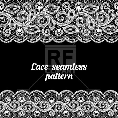 White Lace Seamless Border On Black Background Download Royalty Free