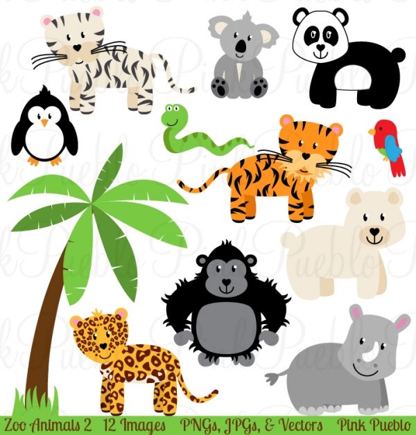 Zoo Jungle Animals Clipart   Vectors   Animal Clip Art   Pinterest