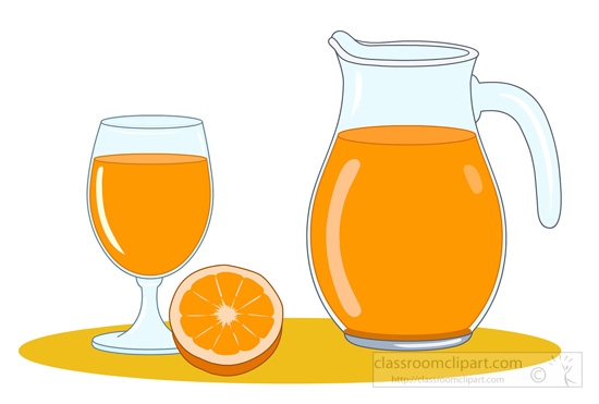 Beverage Clipart   Pitcher Glass Of Orange Juice   Classroom Clipart