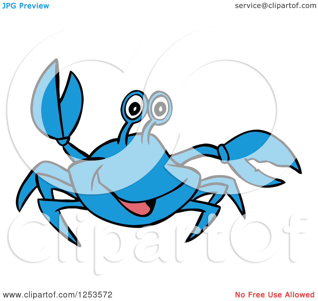 Blue Crab Drawing Clipart Of A Waving Blue Crab Royalty Free Vector    
