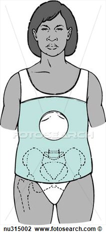 Clip Art   Anterior View Of Woman From Head To Thigh Encased In A Body