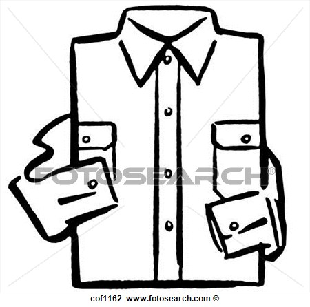 Clip Art Of A Black And White Version Of A Folded Business Shirt