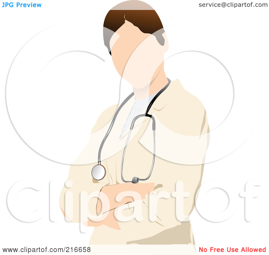 Clipart Illustration Of A Faceless Female Doctor In A Cream Lab Coat