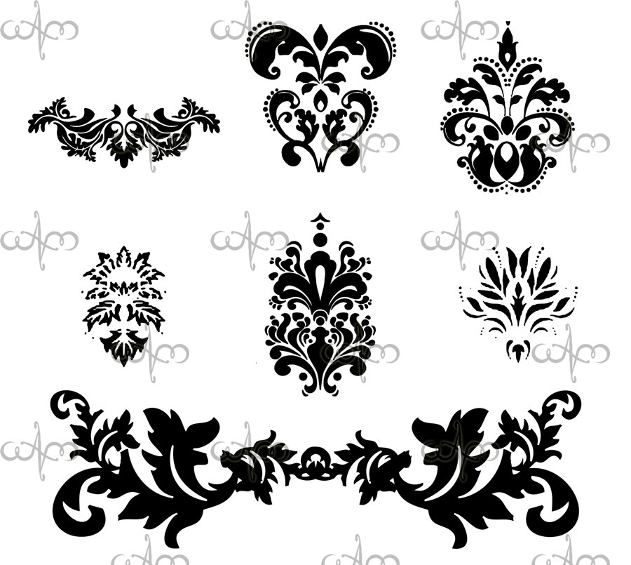 Damask Clip Art 1   Graphic Design Pattern Clipart For Your Art    