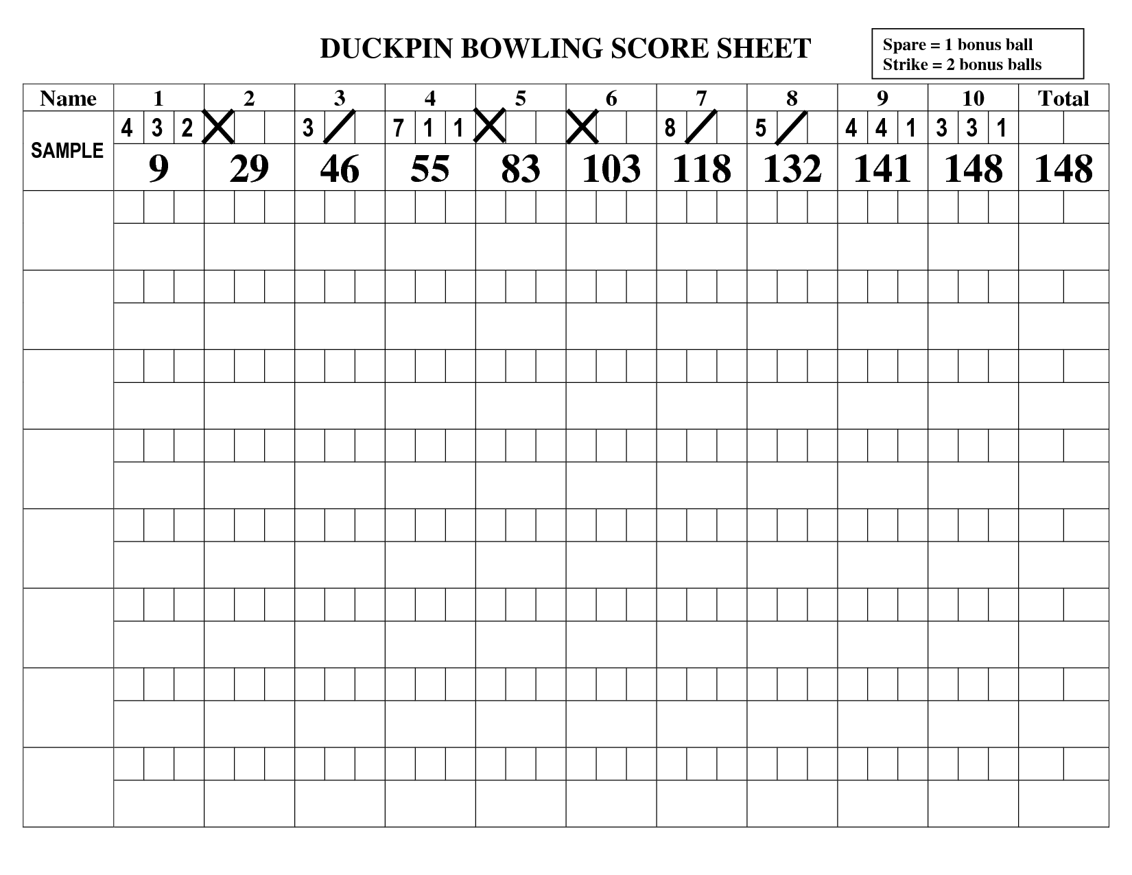 Duckpin Bowling Score Sheet By Gx28pi3p