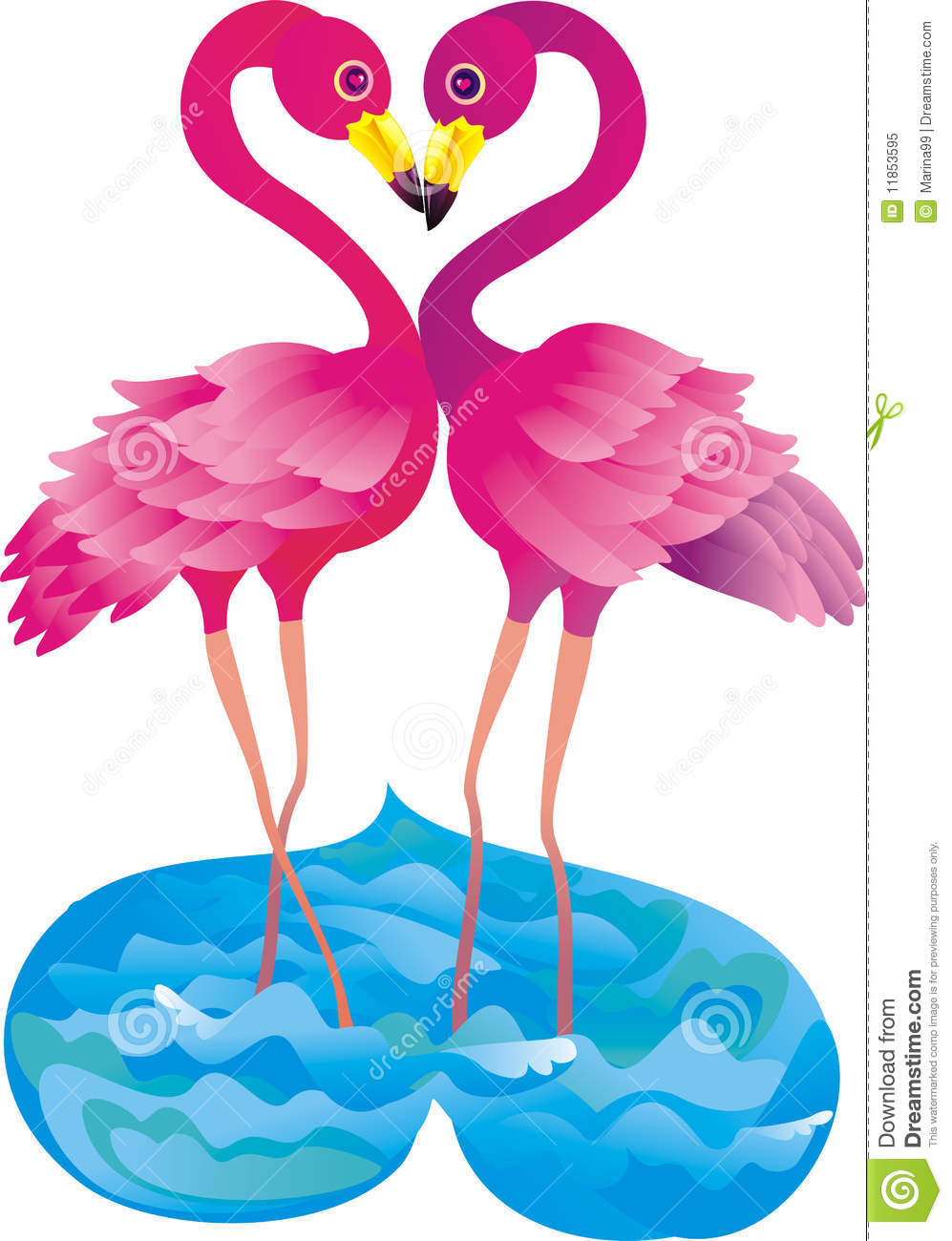 Flamingos Making A Heart Clip Art