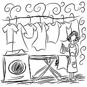 Folded Laundry Clip Art Black And White Laundry Service Drawing