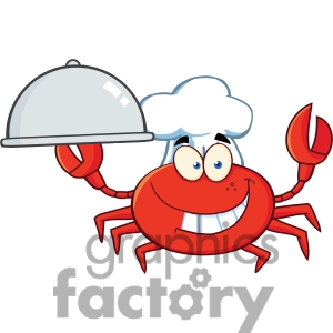  Free Crab Chef Cartoon Mascot Character Holding A Platter Clipart    