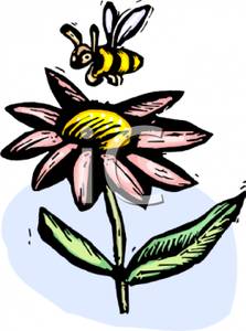 Honey Bee Pollinating A Flower   Royalty Free Clipart Picture