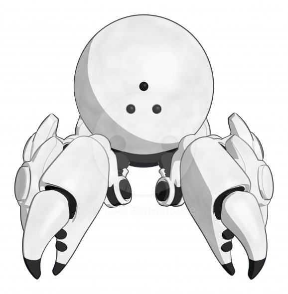 Robotics Mascot Crab Sitting In A Rest Pose Facing Forward  Clip Art    