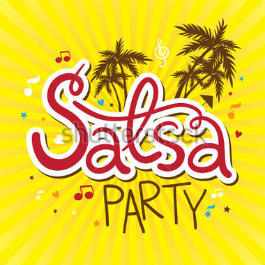 Salsa Party Z Palmy Muzyka I Konfetti Grafika Stockowa   Clipart Me