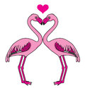 Two Pink Flamingos In Love