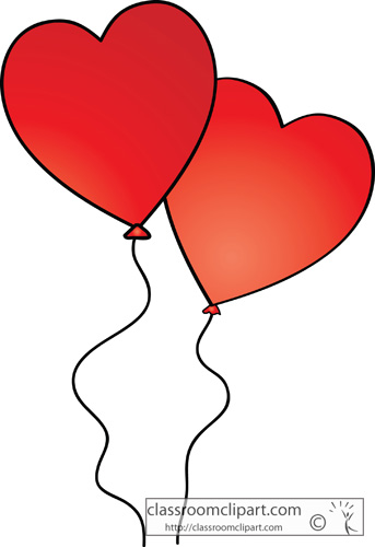 Valentines Day   Two Heartshaped Balloons   Classroom Clipart