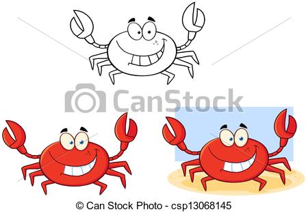 Vector Of Crab Cartoon Charactercollection   Happy Crab Cartoon Mascot    
