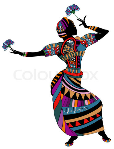 Woman In Ethnic Clothes Dancing Dancing With Flowers