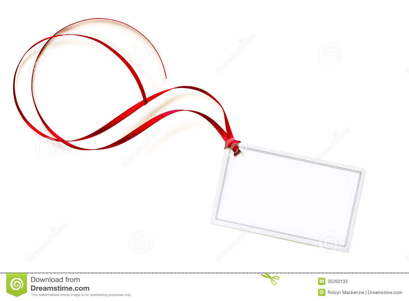 Blank Gift Tag With Red Curling Ribbon Stock Photos   Image  35260133