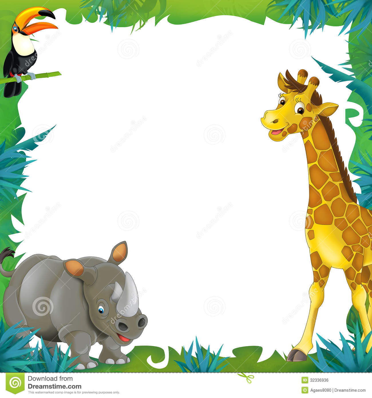 Cartoon Safari   Jungle   Frame Border Template   Illustration For The