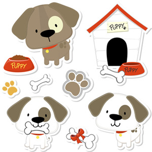Clip Art Dogs House Bones Bowls And Paw Prints