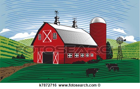 Clip Art Of Barn Scene K7872716   Search Clipart Illustration Posters