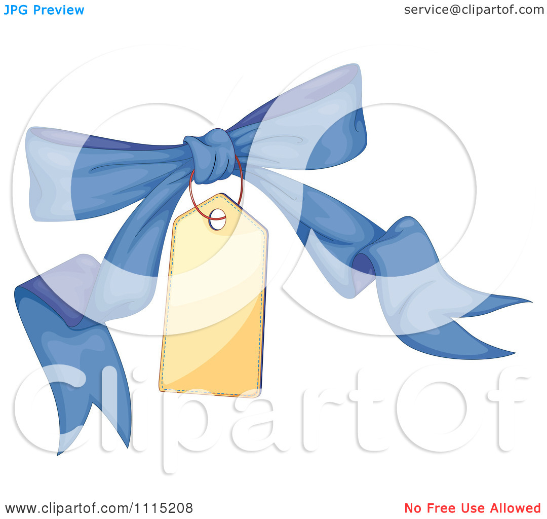 Clipart Blue Gift Bow With A Blank Tag   Royalty Free Vector