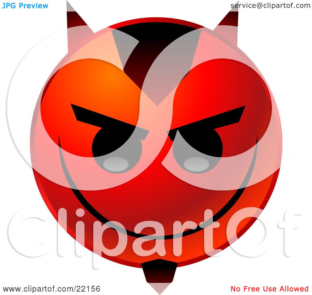 Clipart Illustration Of A Red Emoticon Face With Devil Horns And A