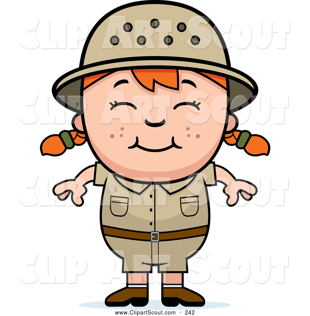 Clipart Of A Happy Red Haired African Safari Girl By Cory Thoman
